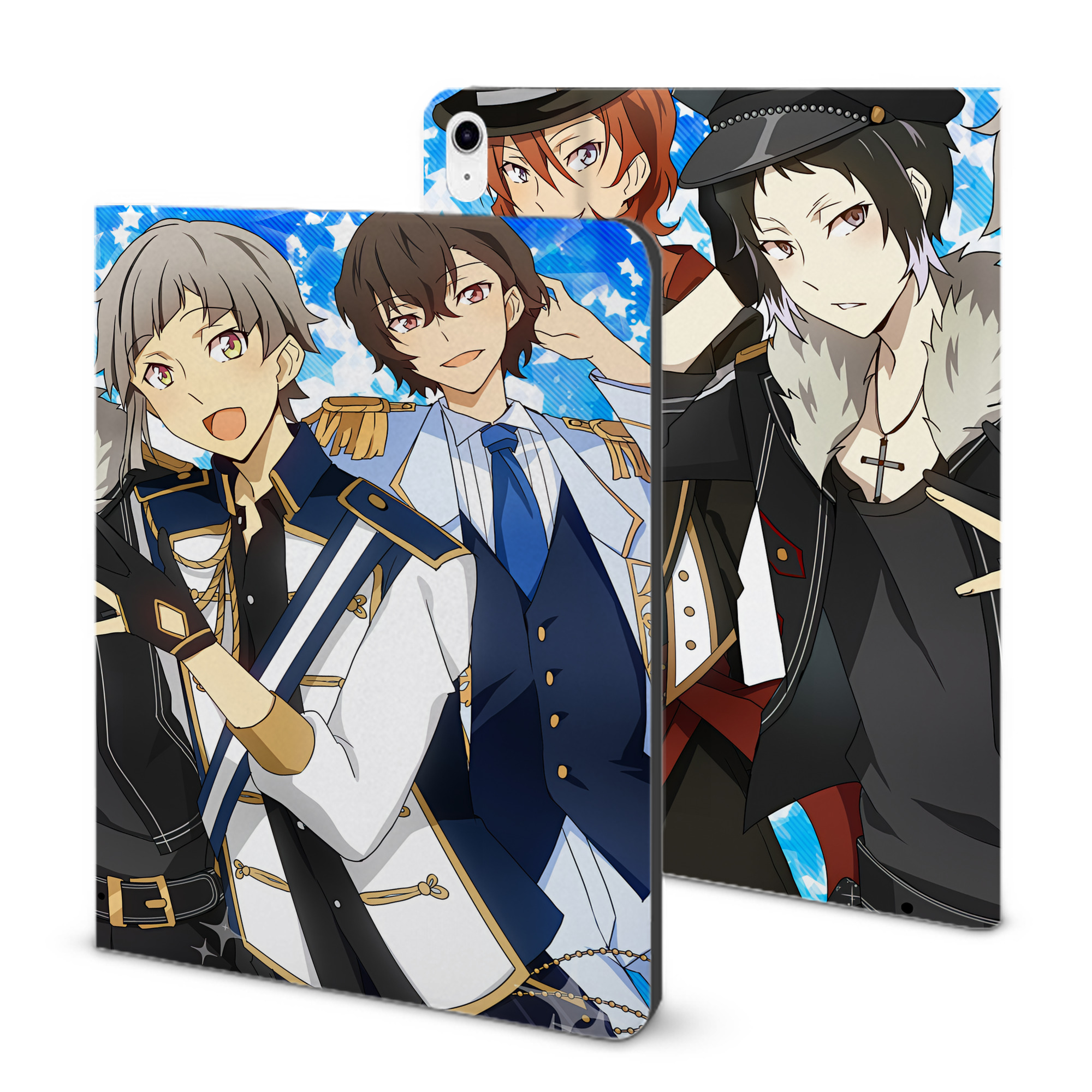 （画像用） 文豪ストレイドッグス Bungo Stray Dogs IPad ケース ブック型 PUレザー TPU 耐衝撃 軽量 薄型 ペン収納なし 全面保護 IPad 各モデル対応